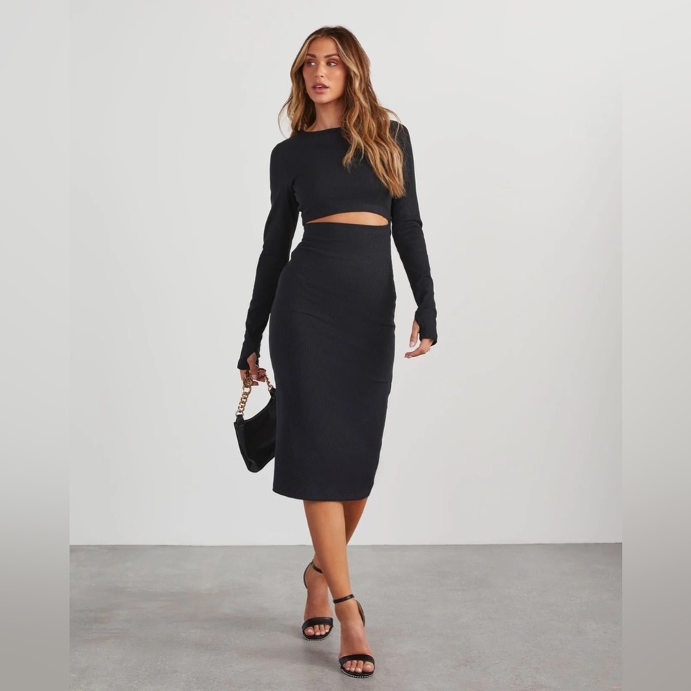 Vici Body Language Ribbed Cutout Midi Dress, NWOT, size S